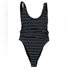 Aerie Black White Stripe One Piece Swimsuit Women’s Medium/Long